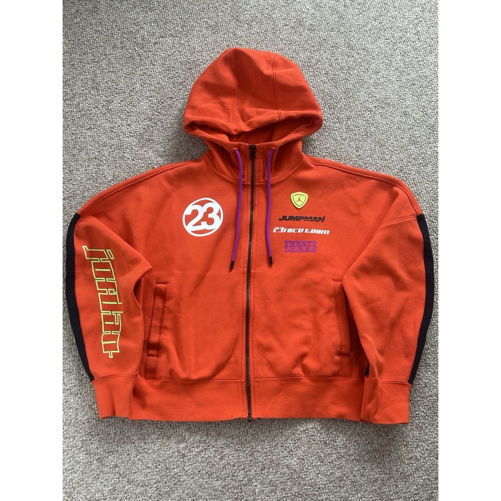 Air Jordan Jumpman Moto Race Team Full Zip Jacket Women's Small Y2K Orange 23